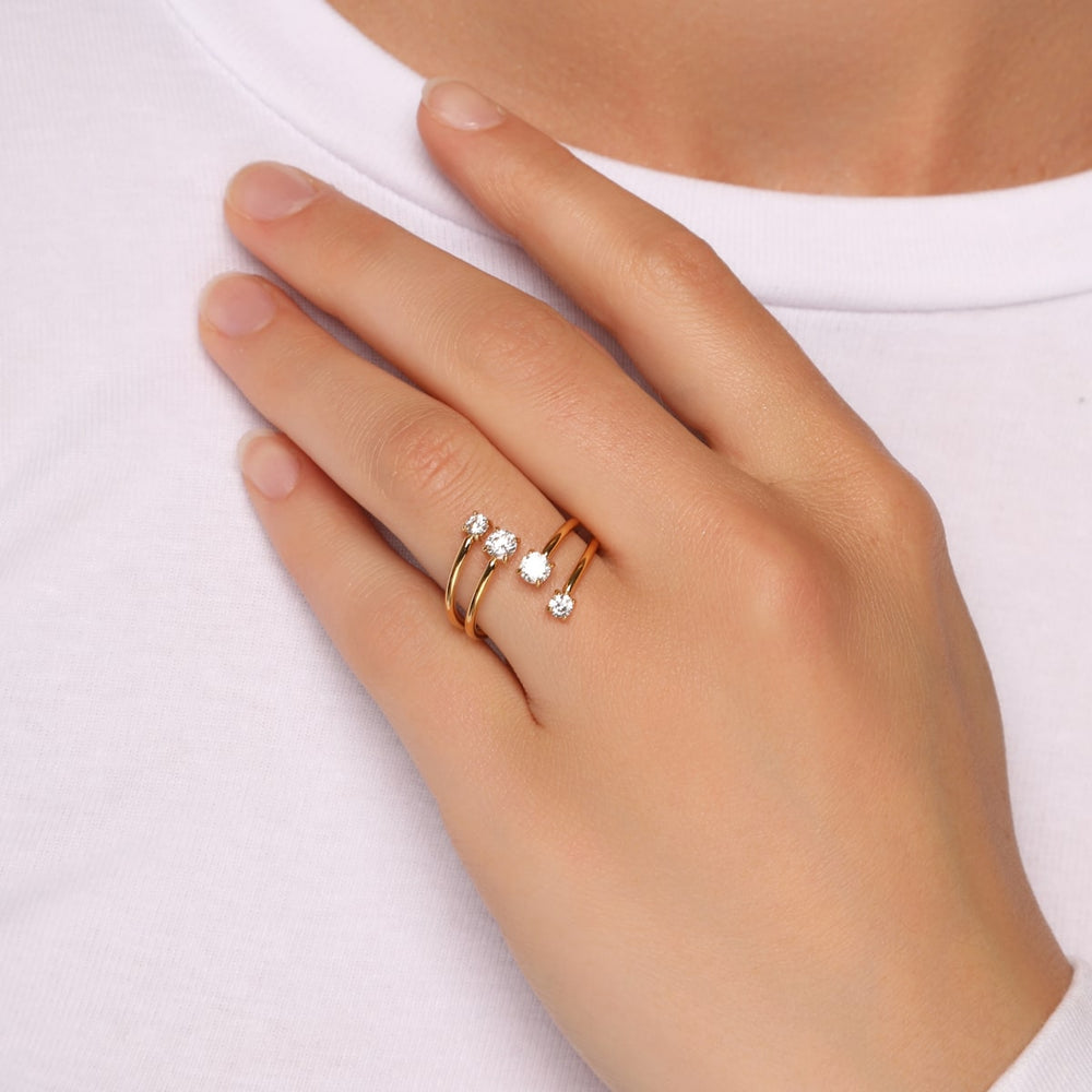 wasserfester Ring 18K vergoldet Damen Edelstahl