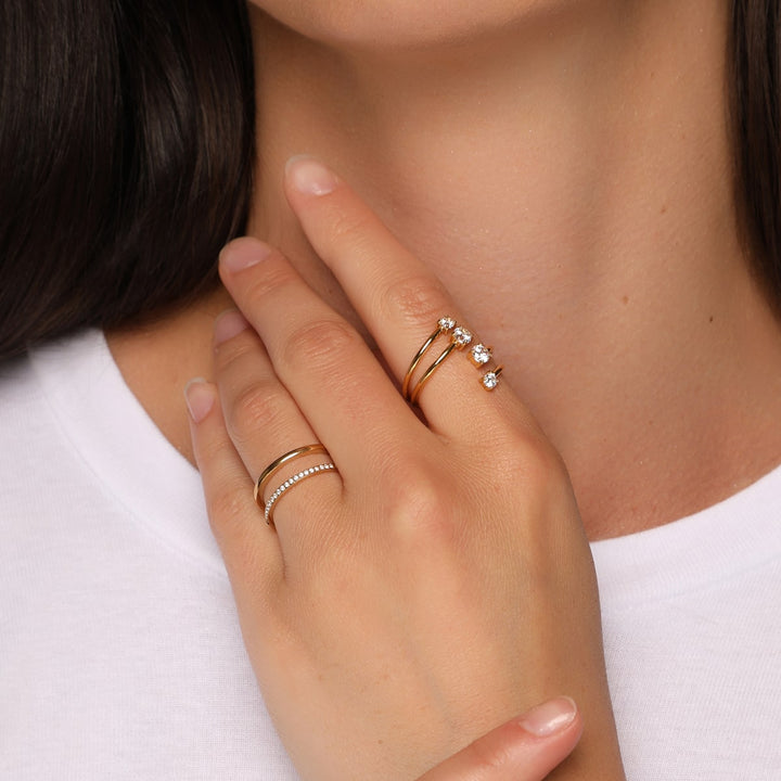 Damen Ringe wasserfest Zirkonia Steinchen 18K vergoldet