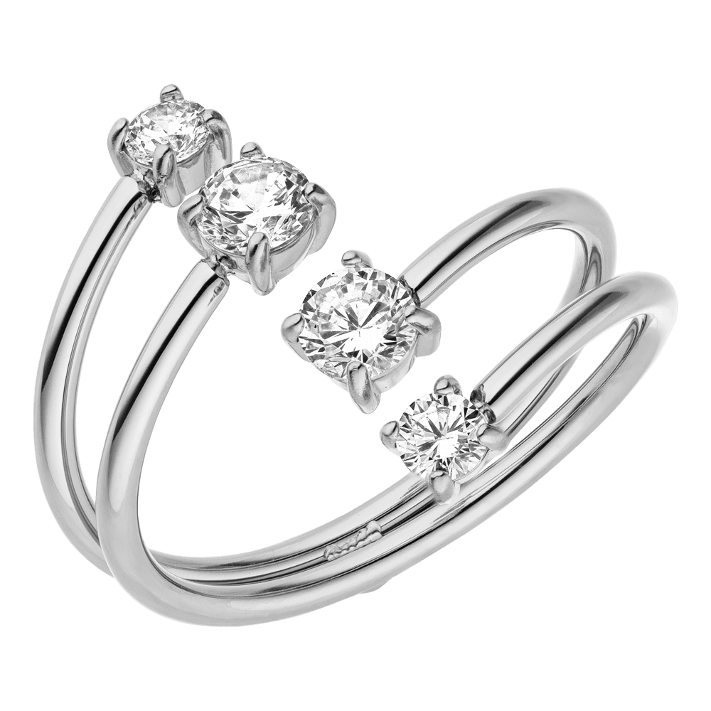 Glitzer Ring Silber wasserfest Edelstahl Zirkonia