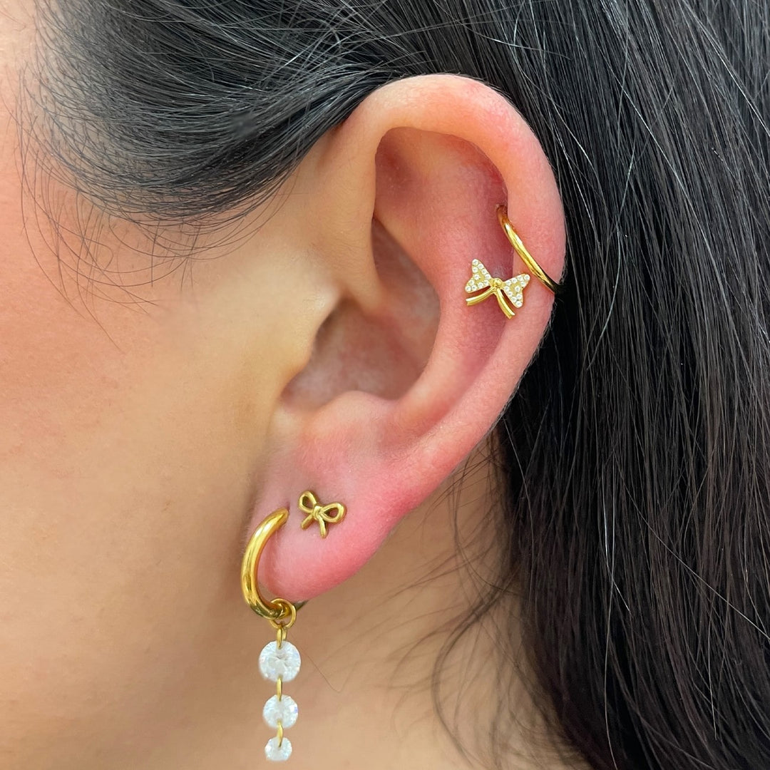 Piercing Ohrstecker Helix Schleife glitzerndes Zirkonia wasserfest