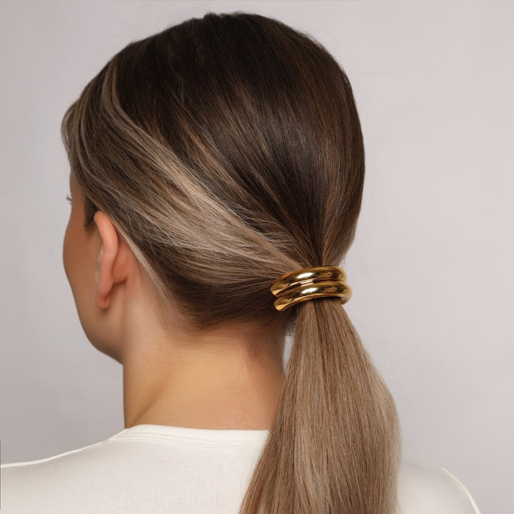Haargummi Zopf mit Schmuck wasserfest gold