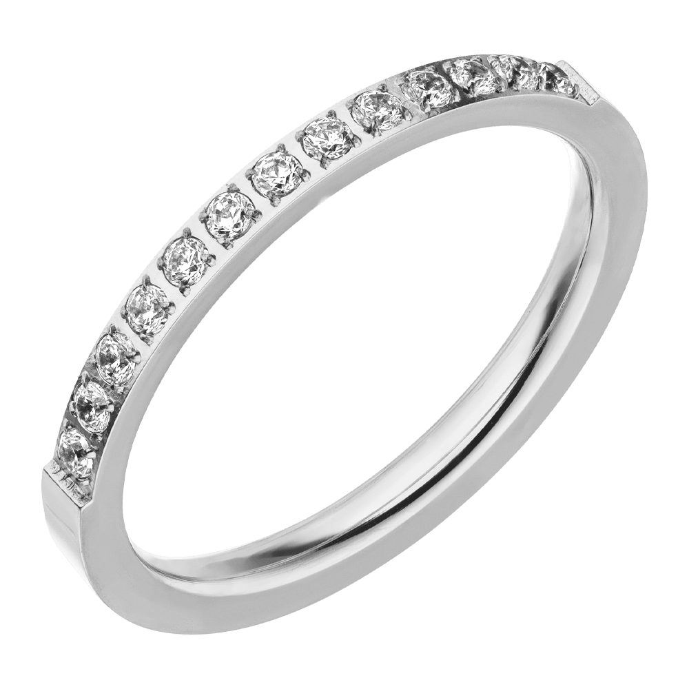 silberner Ring mit Steinchen wasserfest dünn elegant Edelstahl