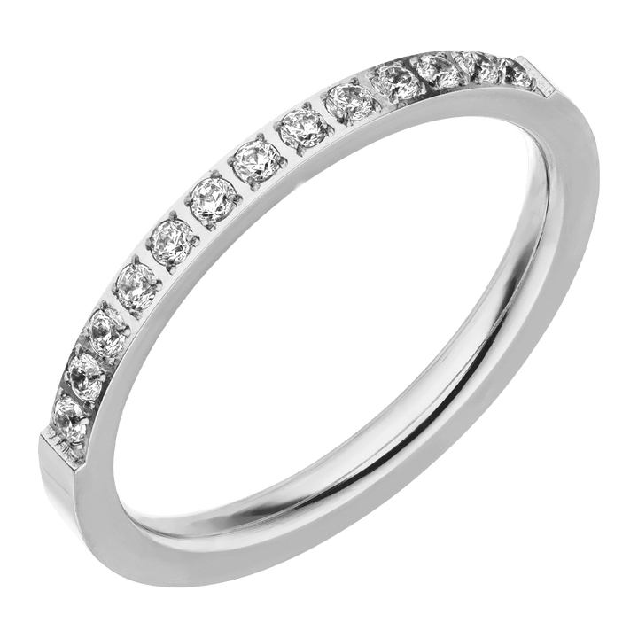 silberner Ring mit Steinchen wasserfest dünn elegant Edelstahl