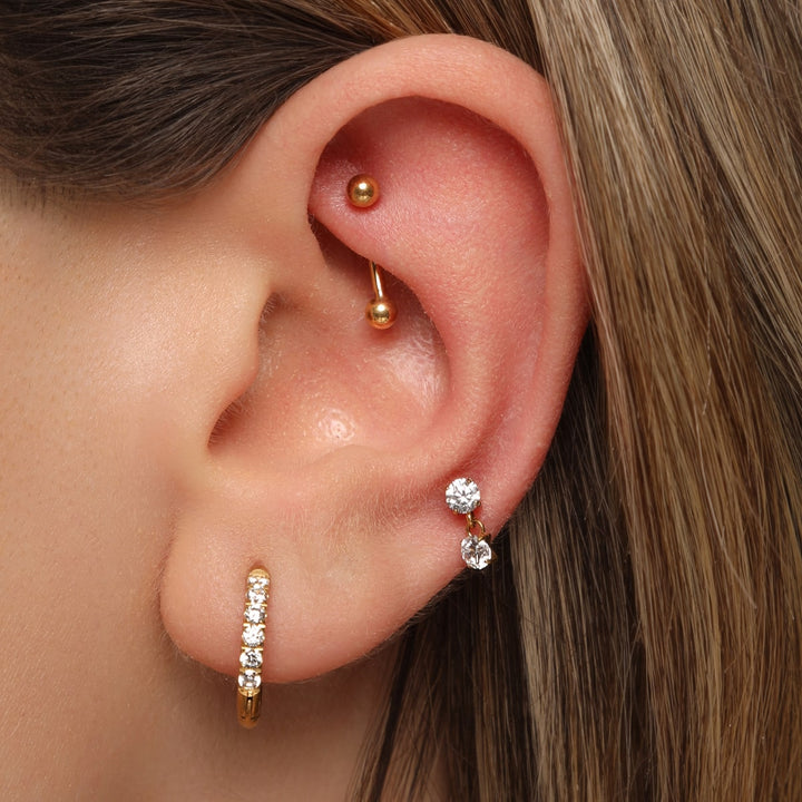 Ohrpiercings 18 Karat vergoldet Zirkonia Steinchen wasserfest
