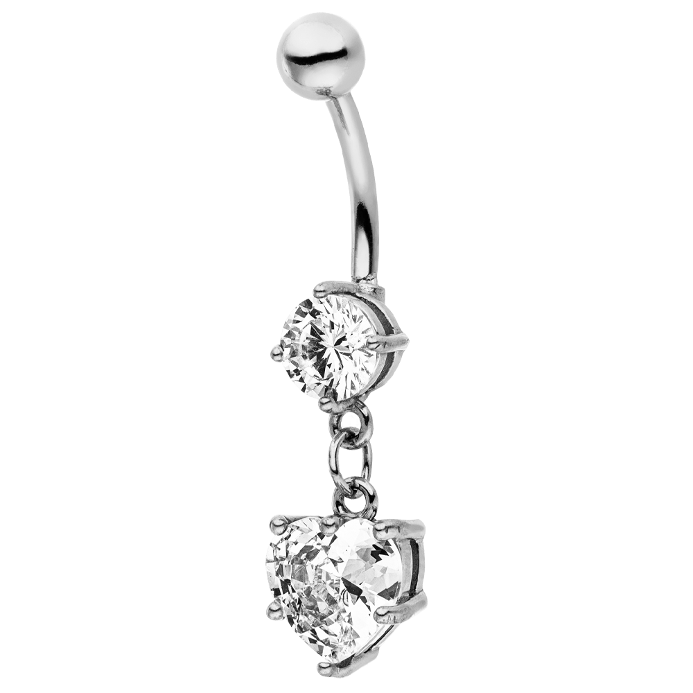 Herz Bauchnabelpiercing Chirurgenstahl wasserfest silber Zirkonia