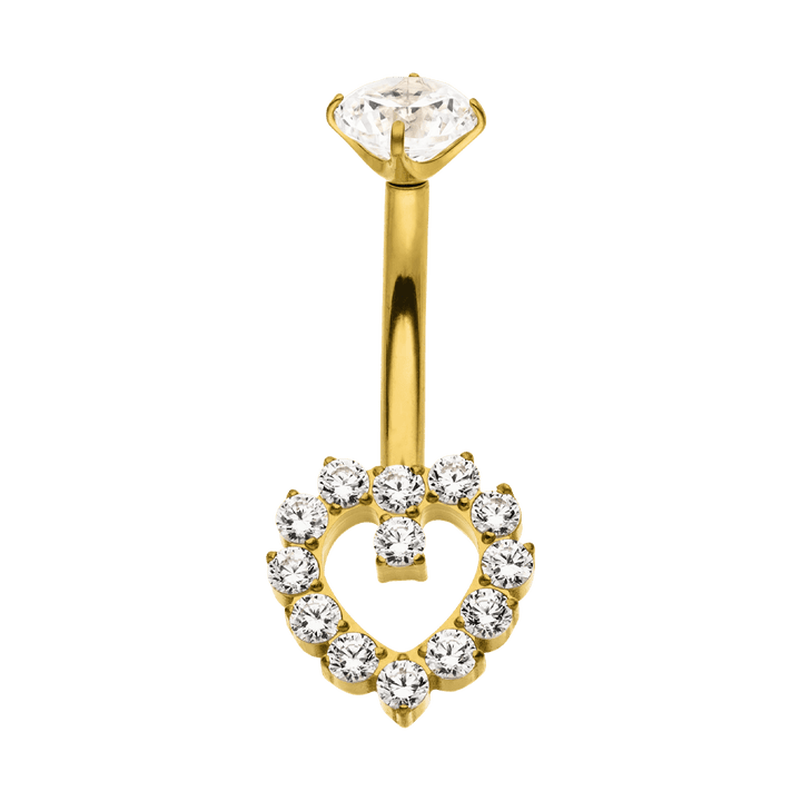 Herz Bauchnabelpiercing Titan 18K vergoldet Zirkonia Steine