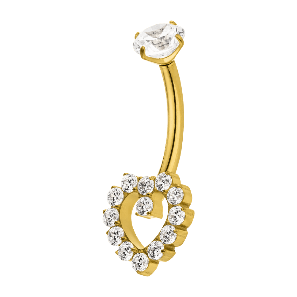 Bauchnabelpiercing Titan 18K vergoldet Zirkonia Steine wasserfest