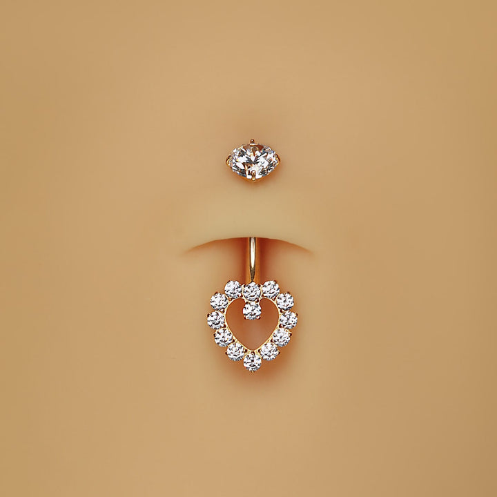 Bauchnabelpiercing Titan mit Herz Glitzer Steine wasserfest