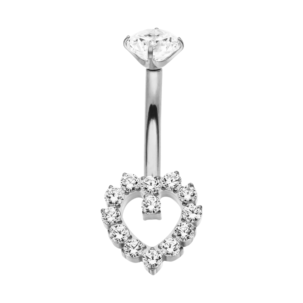 wasserfestes Bauchnabelpiercing Silber Titan Glitzer Steine