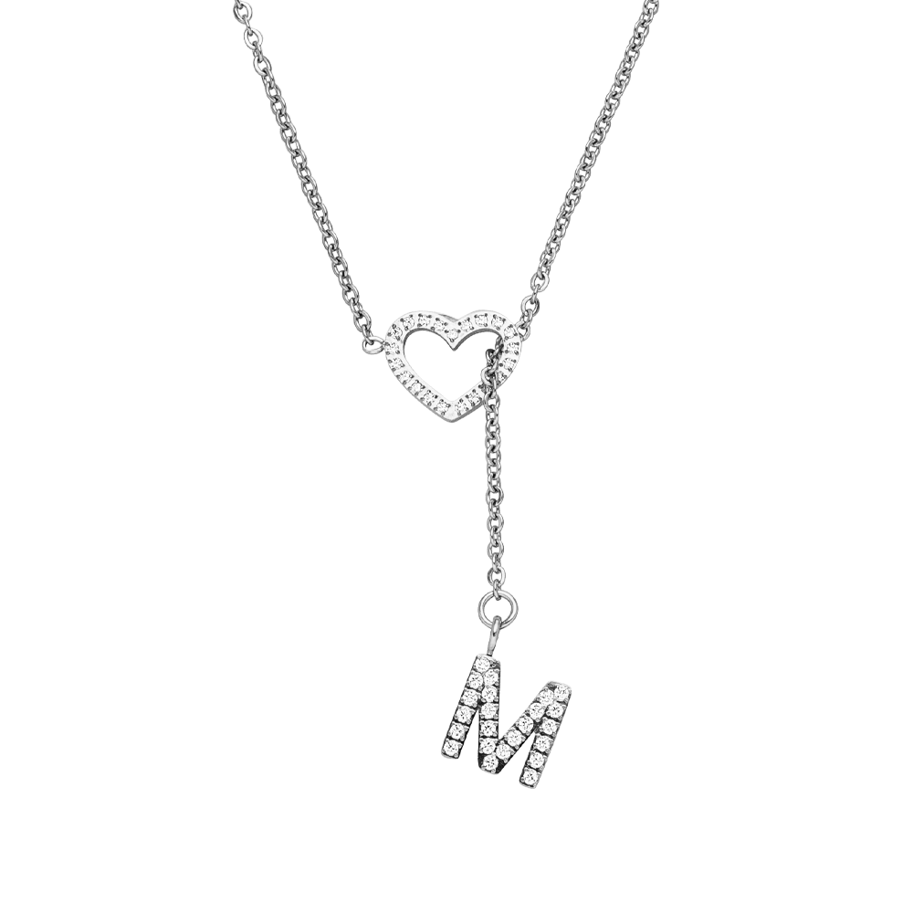 Buchstaben Kette Silber Herz wasserfest Edelstahl personalisiert