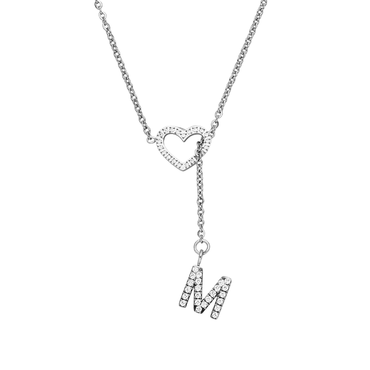 Buchstaben Kette Silber Herz wasserfest Edelstahl personalisiert