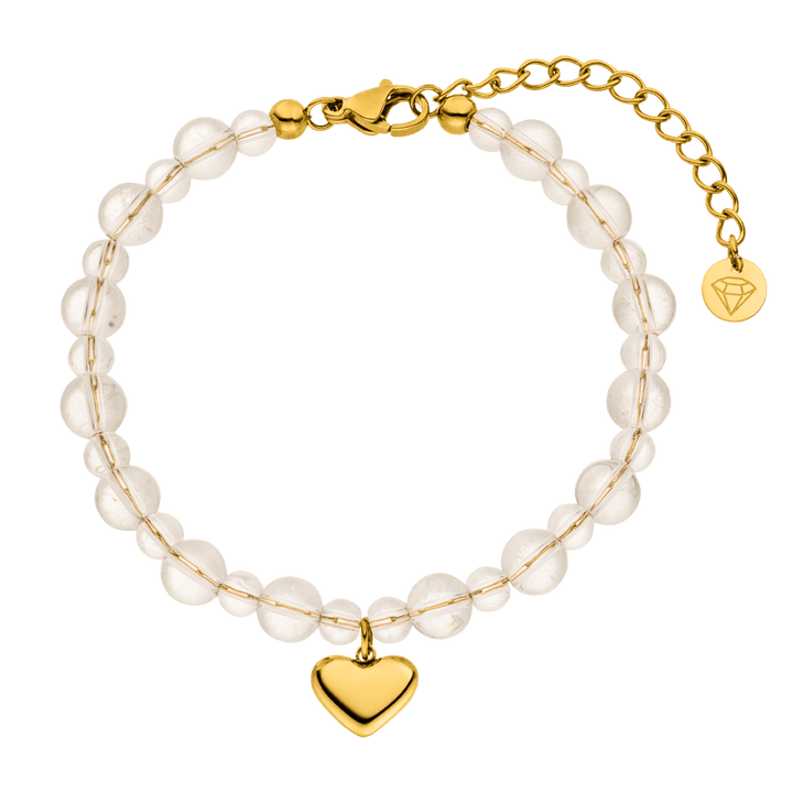 Armband mit Perlen und Herzchen Anhänger wasserfest 