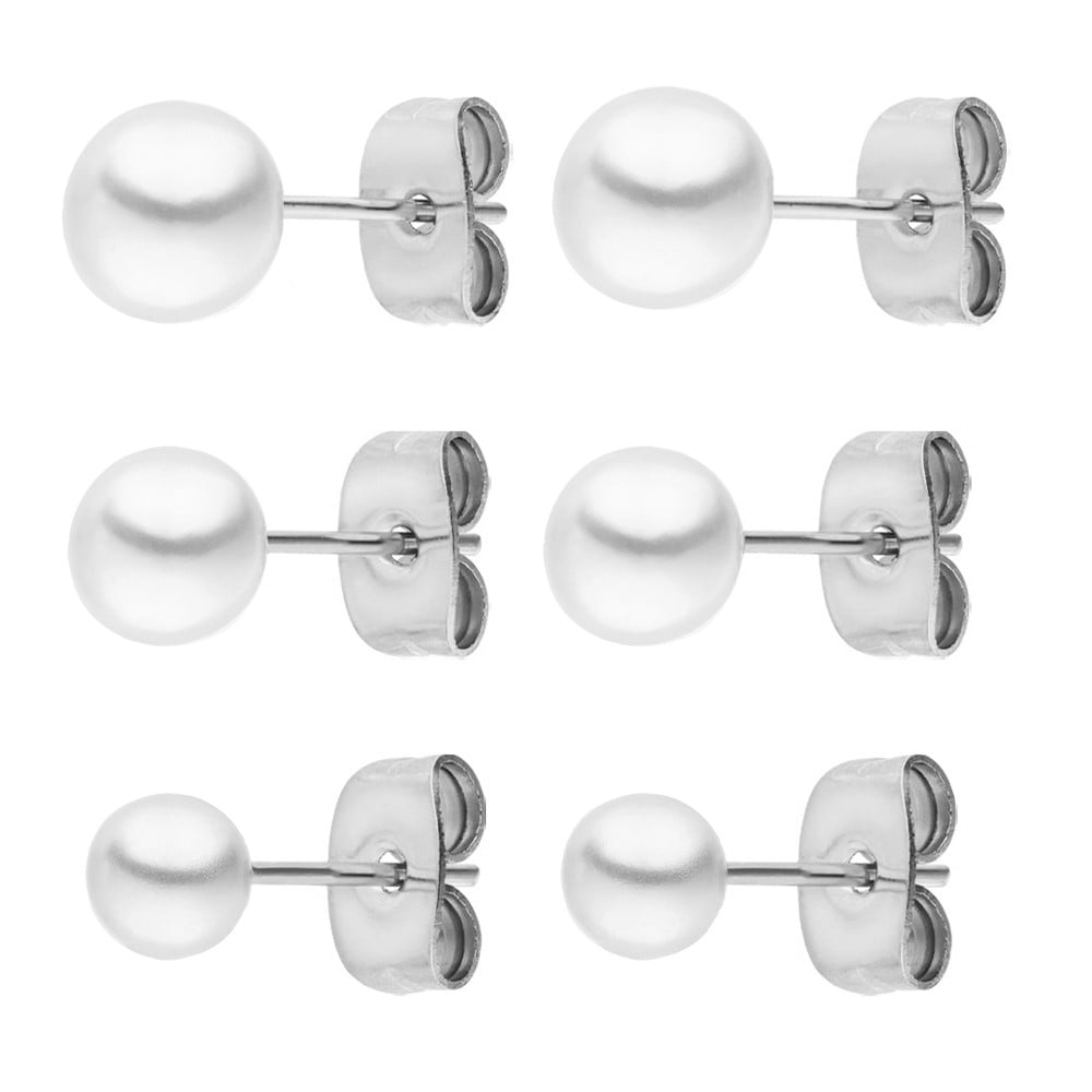 Ohrring Set Perlen Ohrstecker Silber wasserfest Edelstahl