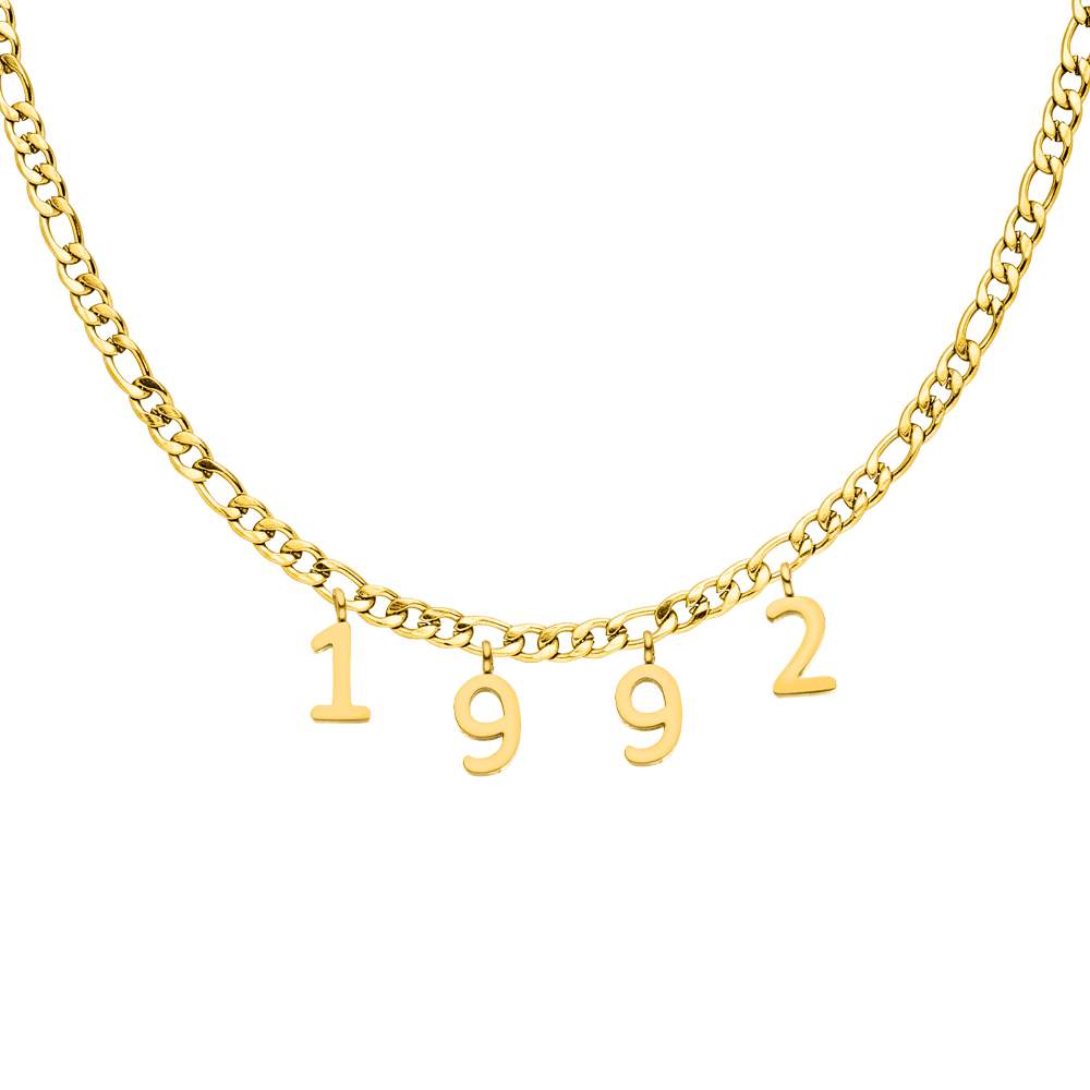 Geburtsjahr Kette personalisiert 18K vergoldet wasserfest