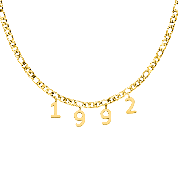 Geburtsjahr Kette personalisiert 18K vergoldet wasserfest