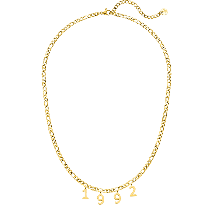 Personalisierte Jahreszahl Kette 18K vergoldet wasserfest Damen