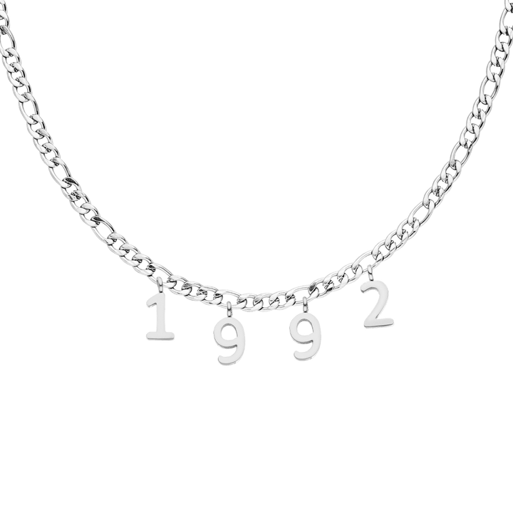 Personalisierte Kette mit Jahreszahlen Silber wasserfest Damen