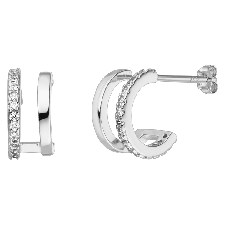 Doppel Ohrstecker silber mit Zirkonia Sterling Silber