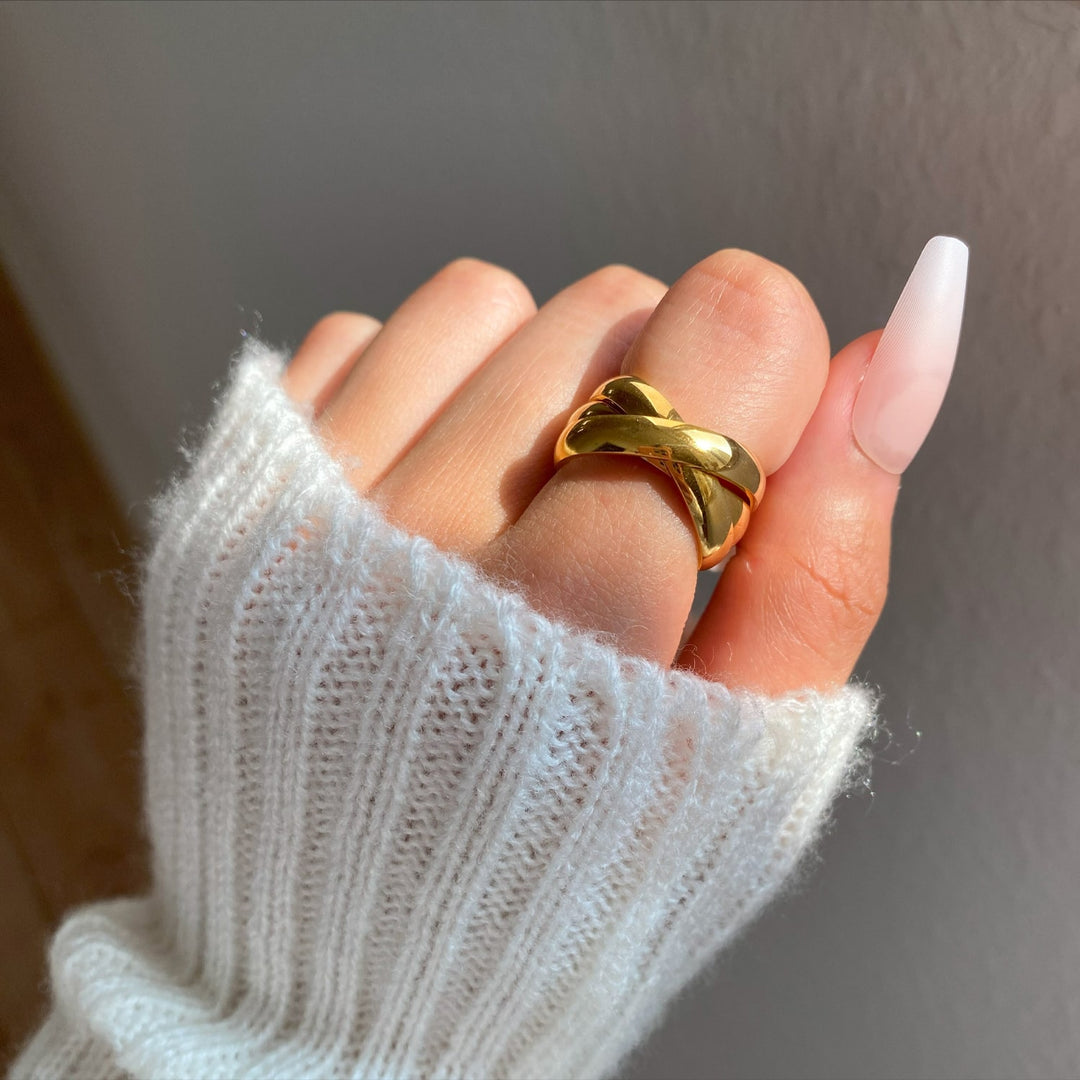 3 ineinander verschlungene Ringe 18K vergoldet wasserfest