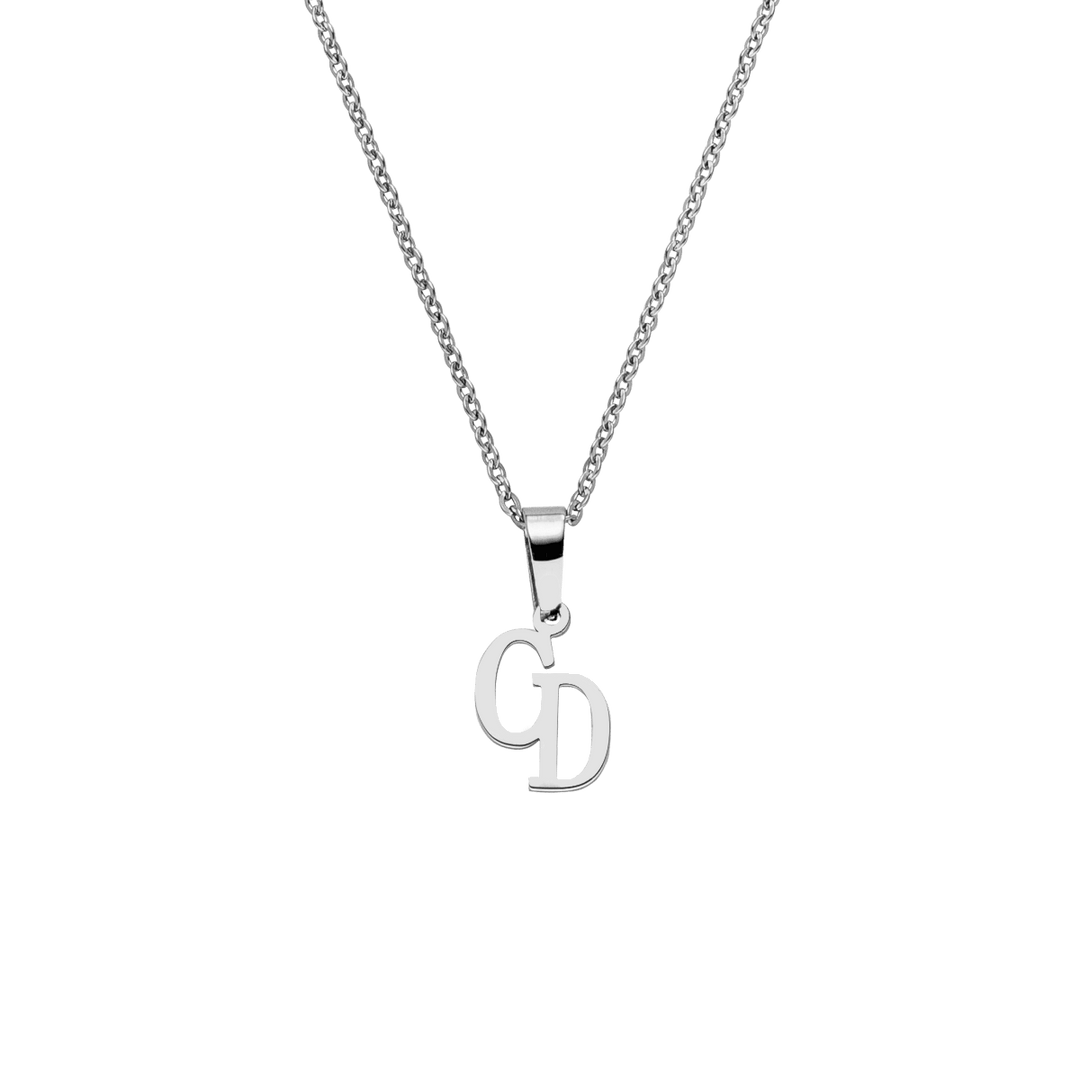 Initiale Kette Silber personalisiert zwei Buchstaben wasserfest Edelstahl