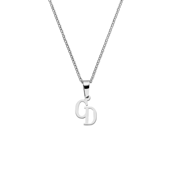 Initiale Kette Silber personalisiert zwei Buchstaben wasserfest Edelstahl