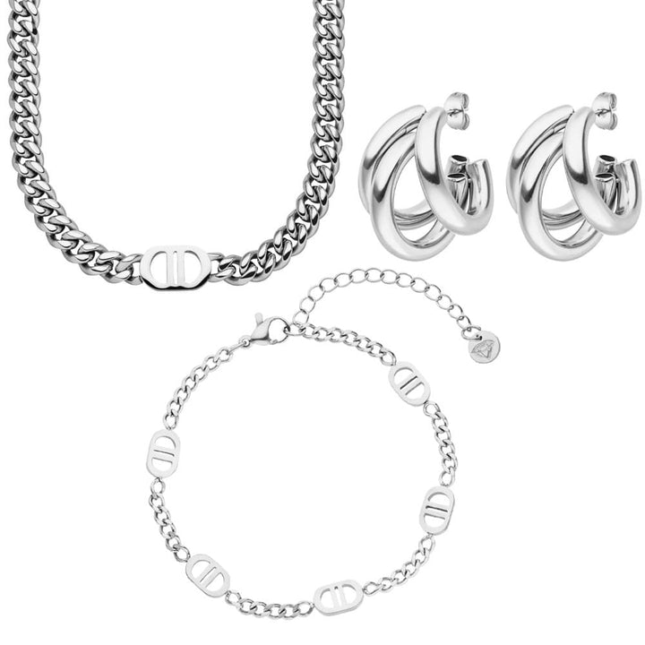 elegant Schmuck Damenschmuck Set silber Edelstahl wasserfest