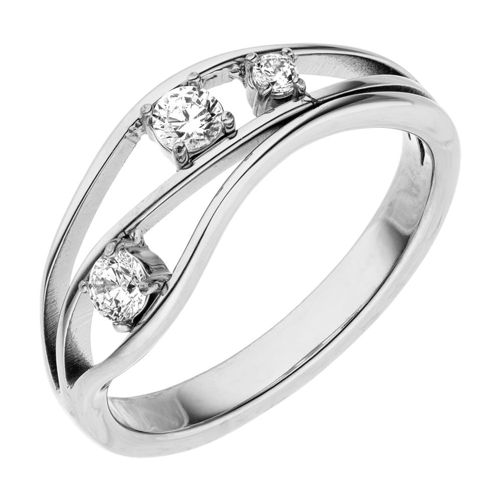 Zirkonia Ring wasserfest Silber Steinchen elegant