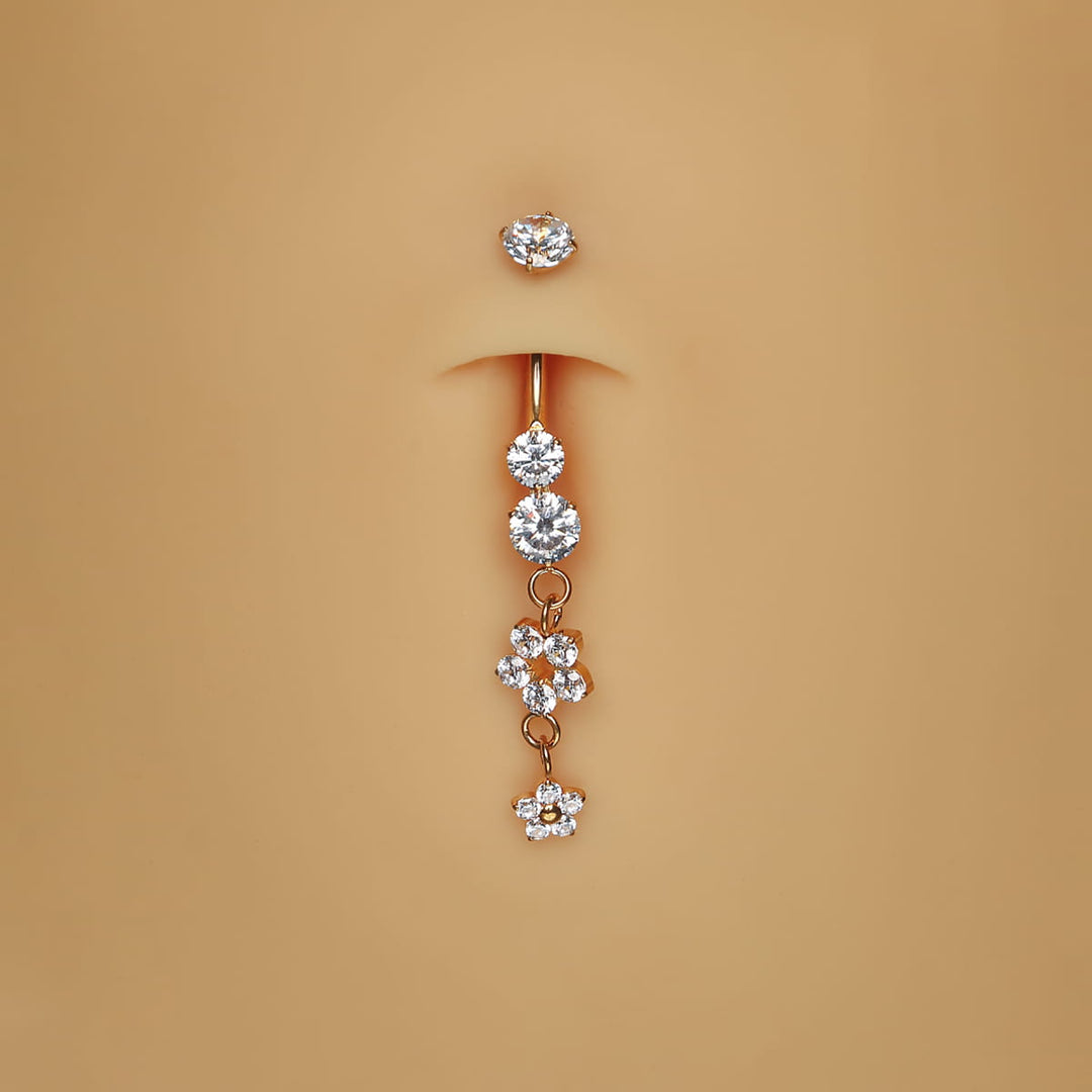 Bauchnabelpiercing hängend Titan wasserfest Glitzer Steinchen