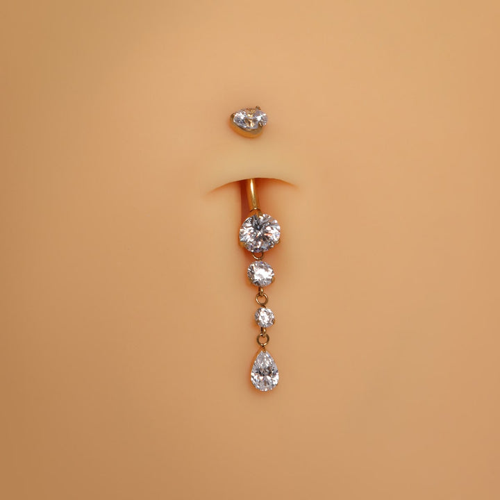 Bauchnabelpiercing mit langem Anhänger Titan Zirkonia Steine
