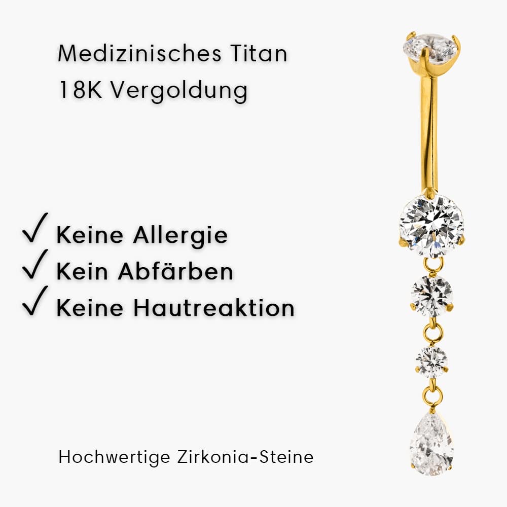 Bauchnabelpiercing medizinisches Titan nickelfrei hautfreundlich wasserfest