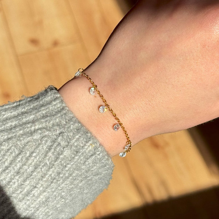 Armband mit Zirkonia Anhänger wasserfest Edelstahl