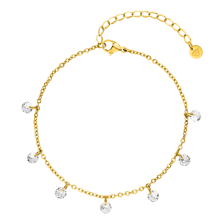 wasserfestes Armband mit Stein Anhänger 18K vergoldet Edelstahl