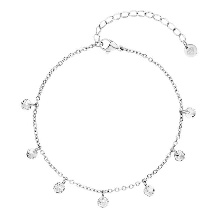 Glitzer Armband Silber Edelstahl wasserfest Steinchen Anhänger