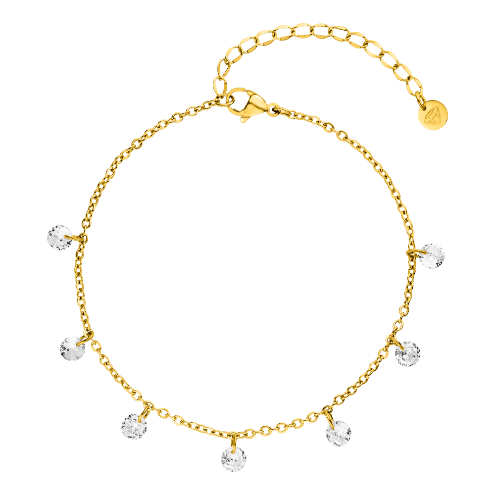 Fußkette mit Glitzer Anhänger wasserfest Edelstahl