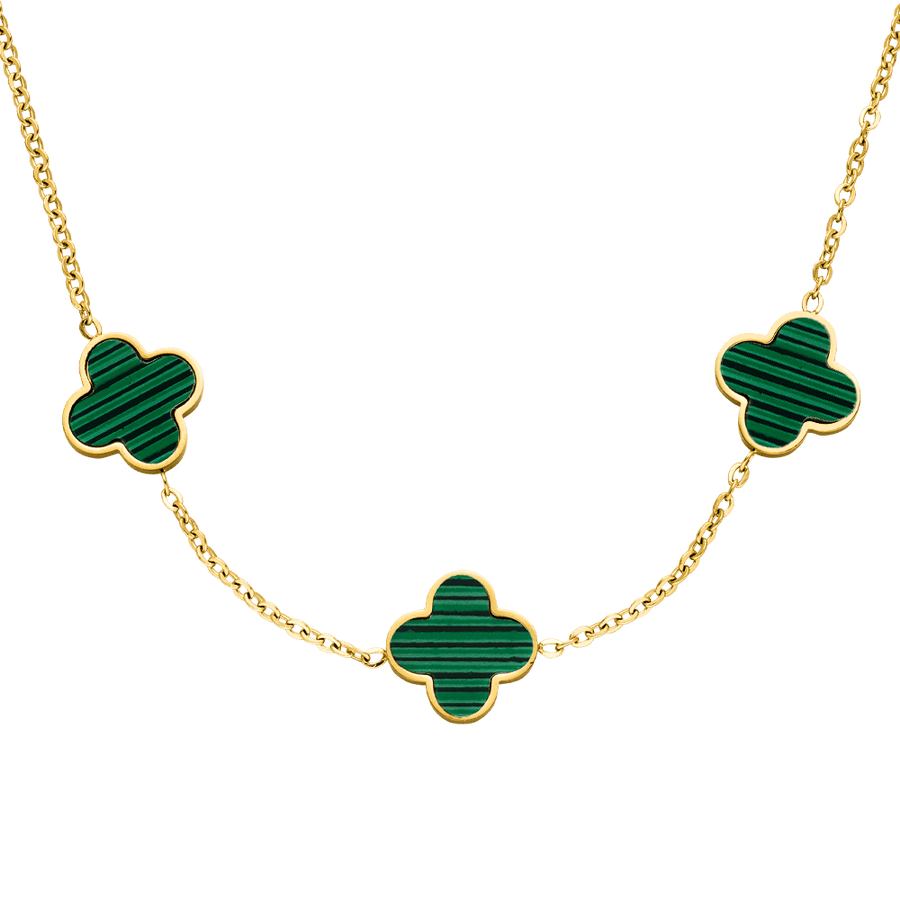 Clover Kette Grün Gold wasserfest 18K vergoldet