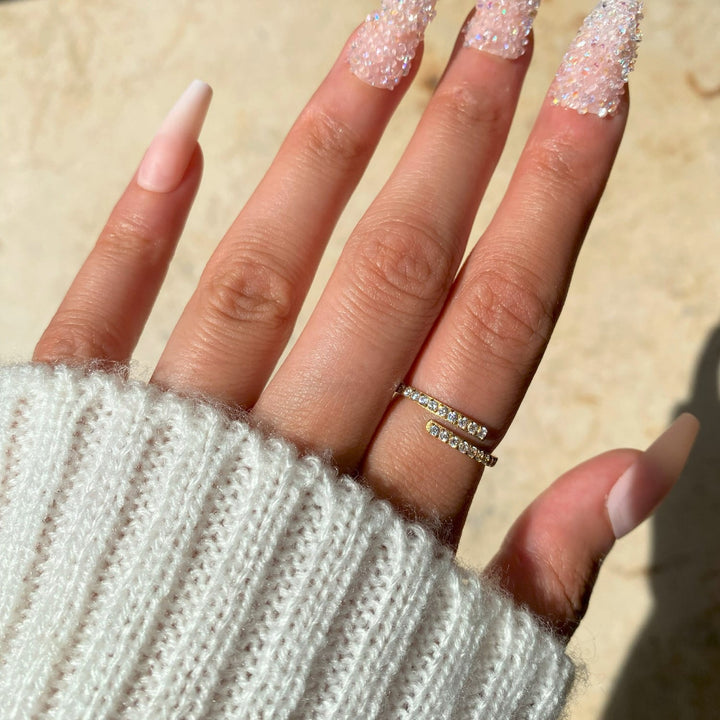Ringe mit Glitzer Steinchen 18K vergoldet wasserfest