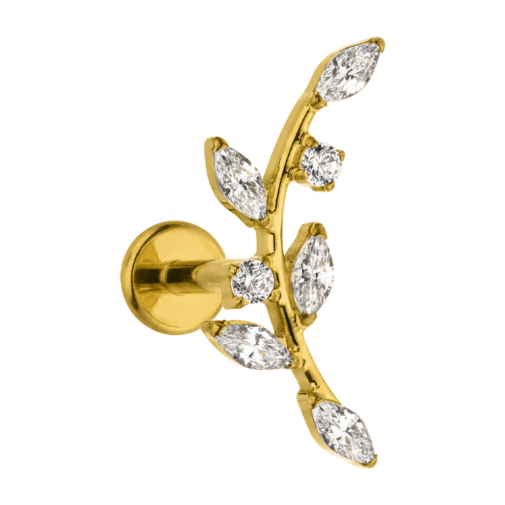 Ohrpiercing Helix Blume wasserfest Titan vergoldet Zirkonia