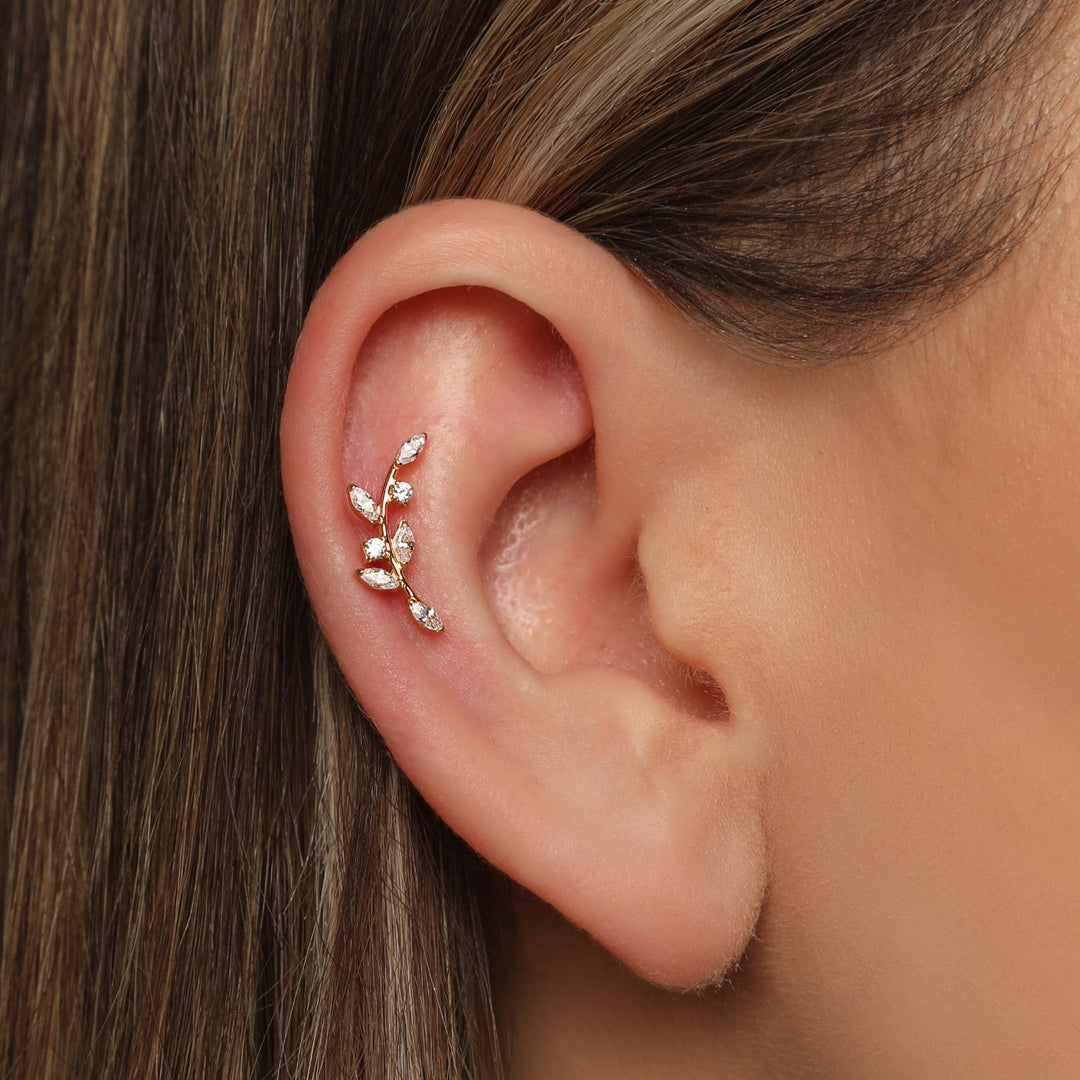Helix Piercing Blätter wasserfest Titan Steinchen