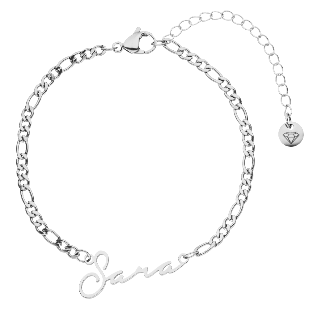 Personalisiertes Armband mit Name Silber wasserfest Edelstahl