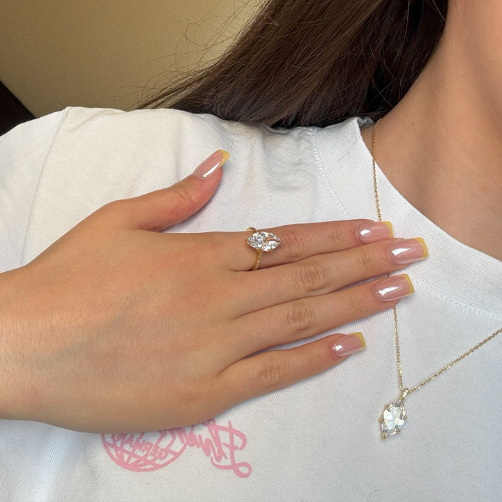 Kette aus Sterling Silber vergoldet mit Zirkoniastein Marquise
