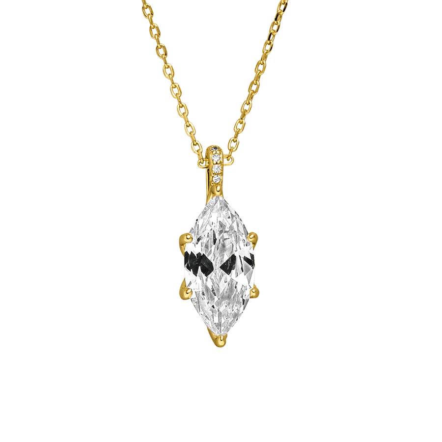 925 Silber Kette vergoldet mit Zirkoniastein Marquise