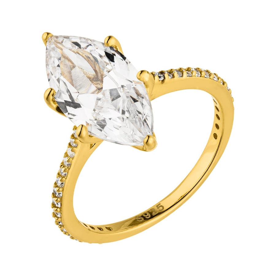 Glitzer Ring aus 925 Silber vergoldet Marquise
