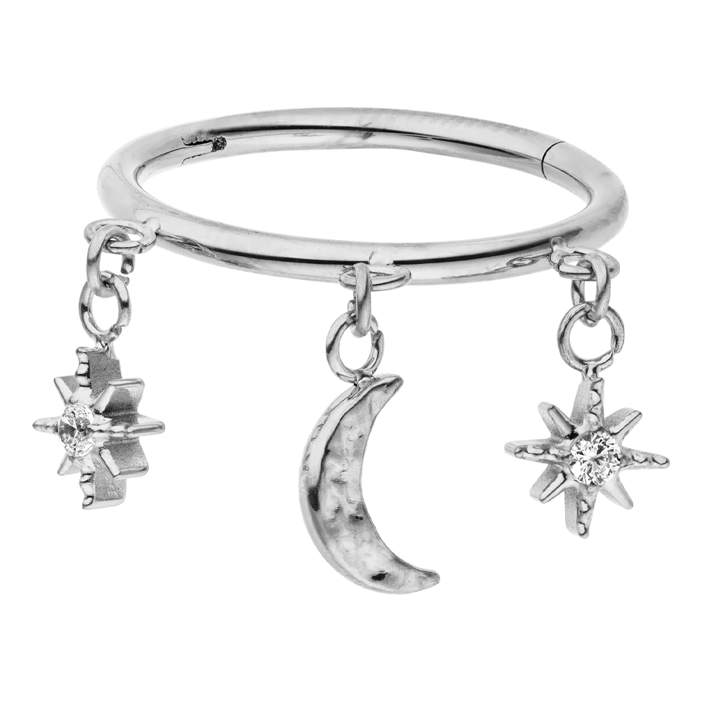 Silber Helix Clicker Piercing Titan Conch wasserfest Sterne Mond
