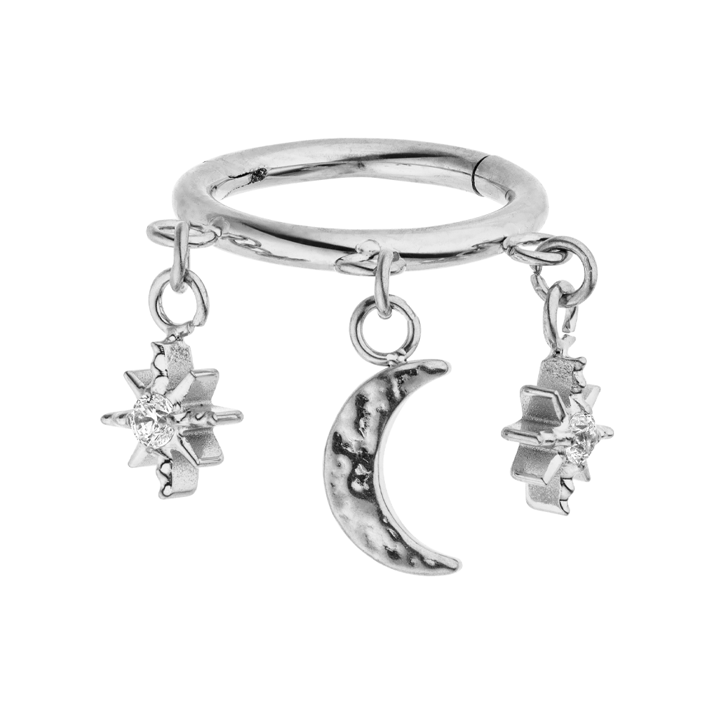 Mond Sterne Helix Titan wasserfest Piercing Schmuck