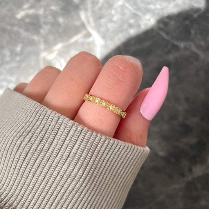 Damen Ring Glitzer Steinchen rundum wasserfest