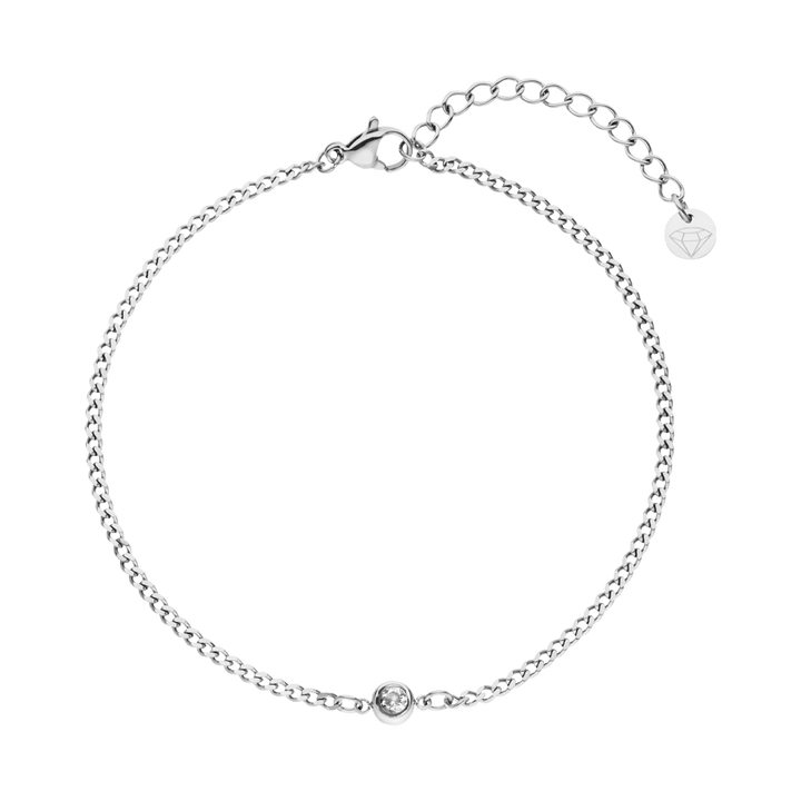 wasserfeste Fußkette Edelstahl Silber Glitzer Stein
