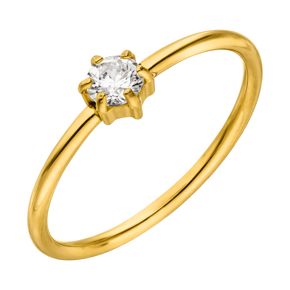 Ring Zirkoniastein vergoldet Chirurgenstahl