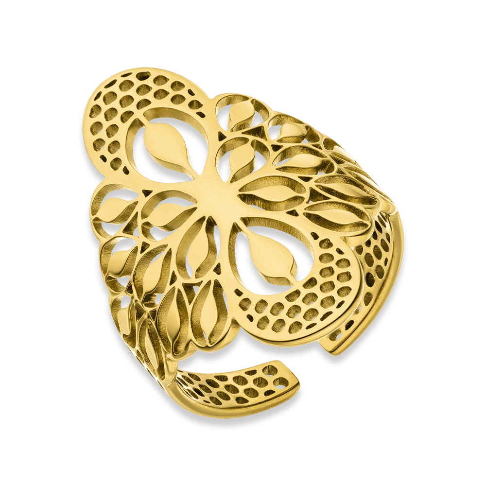 Ring orientalisch verstellbar Edelstahl 18K vergoldet wasserfest