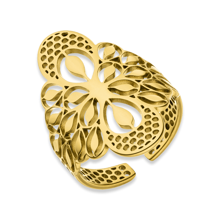 Ring orientalisch verstellbar Edelstahl 18K vergoldet wasserfest