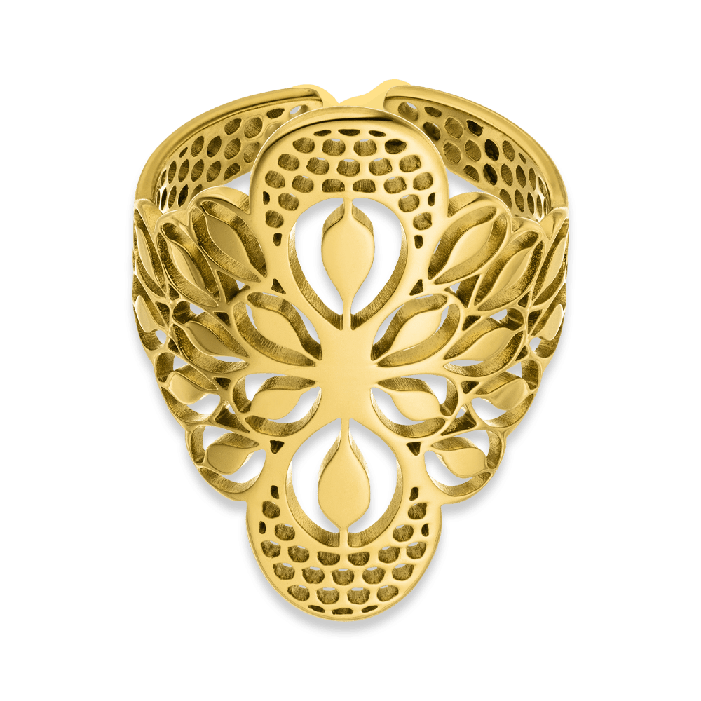 Damen Ring 18K vergoldet orientalisch Edelstahl wasserfest